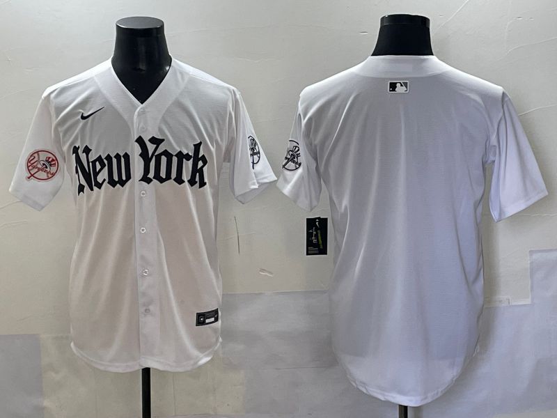 Men 2025 New York Yankees Blank White Five generations Joint Name Nike MLB Jersey style 105